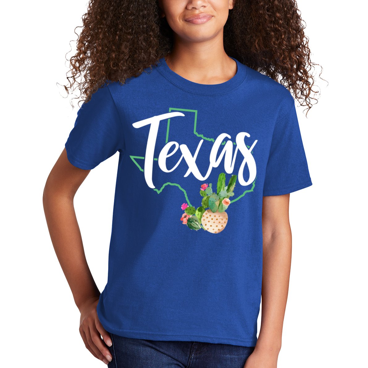 Texas State Map Pride Cactus Vintage Texas Gift Kids T-Shirt
