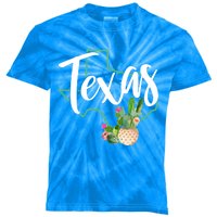 Texas State Map Pride Cactus Vintage Texas Gift Kids Tie-Dye T-Shirt