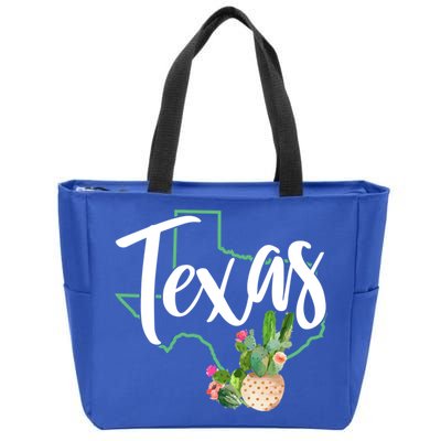 Texas State Map Pride Cactus Vintage Texas Gift Zip Tote Bag