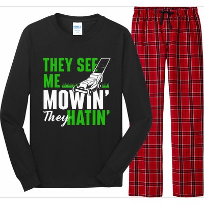 They See Me Mowin They Hatin Gardening Lawn Mower Gardener Long Sleeve Pajama Set