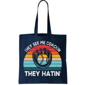 They See Me Coachin Softball Coach Softball Team Coach Retro Tote Bag