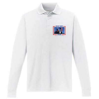 Trump Shot Many Meme Performance Long Sleeve Polo