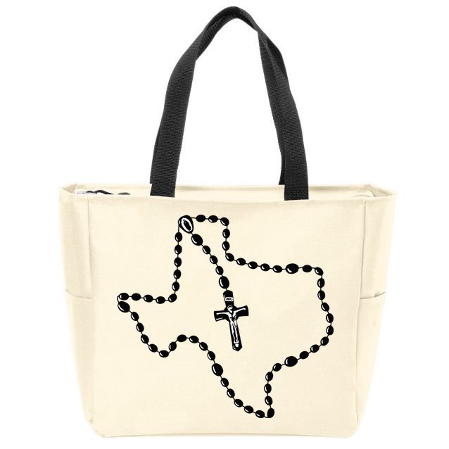 Texas State Map Catholic Rosary Zip Tote Bag