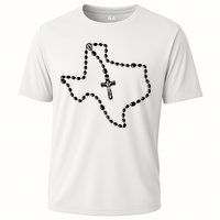 Texas State Map Catholic Rosary Cooling Performance Crew T-Shirt