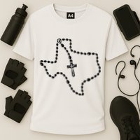 Texas State Map Catholic Rosary Cooling Performance Crew T-Shirt