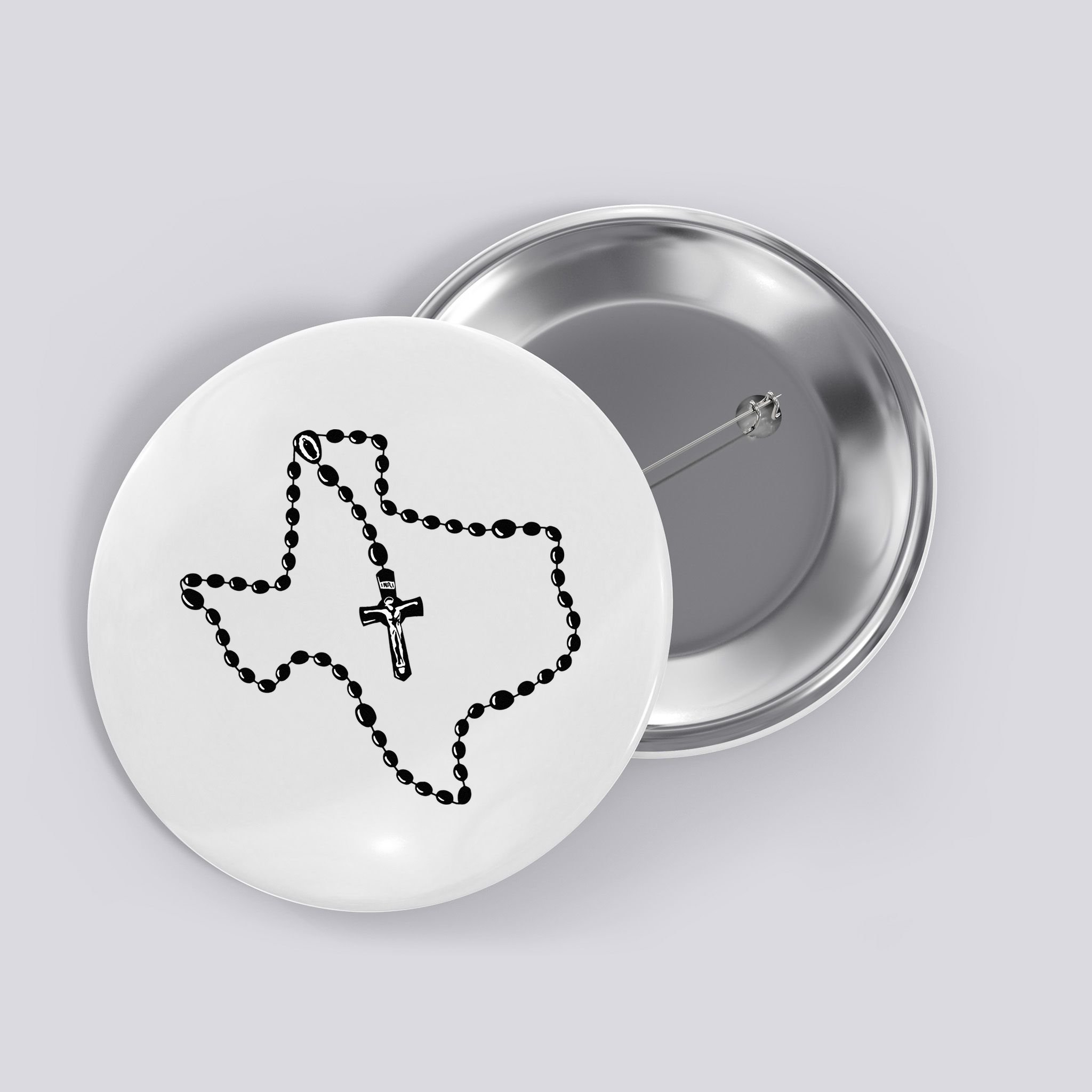 Texas State Map Catholic Rosary Button
