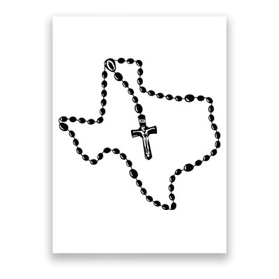 Texas State Map Catholic Rosary Poster