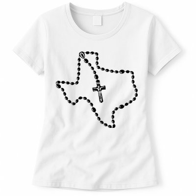Texas State Map Catholic Rosary Womens T-Shirt