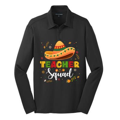 Teacher Squad Mexican Party Cinco De Mayo Silk Touch Performance Long Sleeve Polo