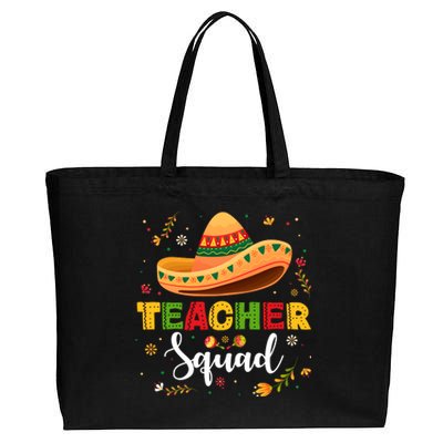 Teacher Squad Mexican Party Cinco De Mayo Cotton Canvas Jumbo Tote