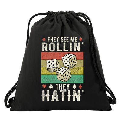 They See Me Rollin They Hatin Vintage Dice Drawstring Bag