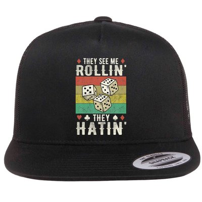 They See Me Rollin They Hatin Vintage Dice Flatbill Hat