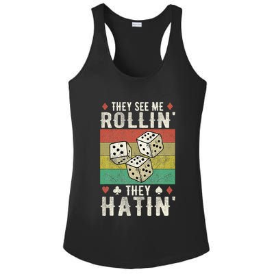 They See Me Rollin They Hatin Vintage Dice Ladies PosiCharge Competitor Racerback Tank