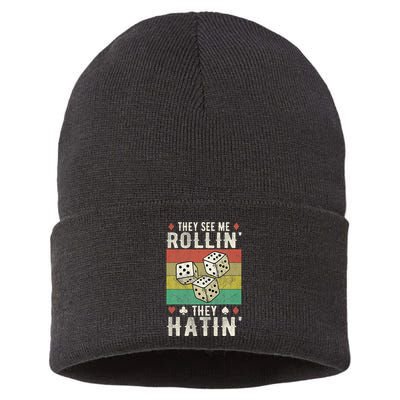 They See Me Rollin They Hatin Vintage Dice Sustainable Knit Beanie