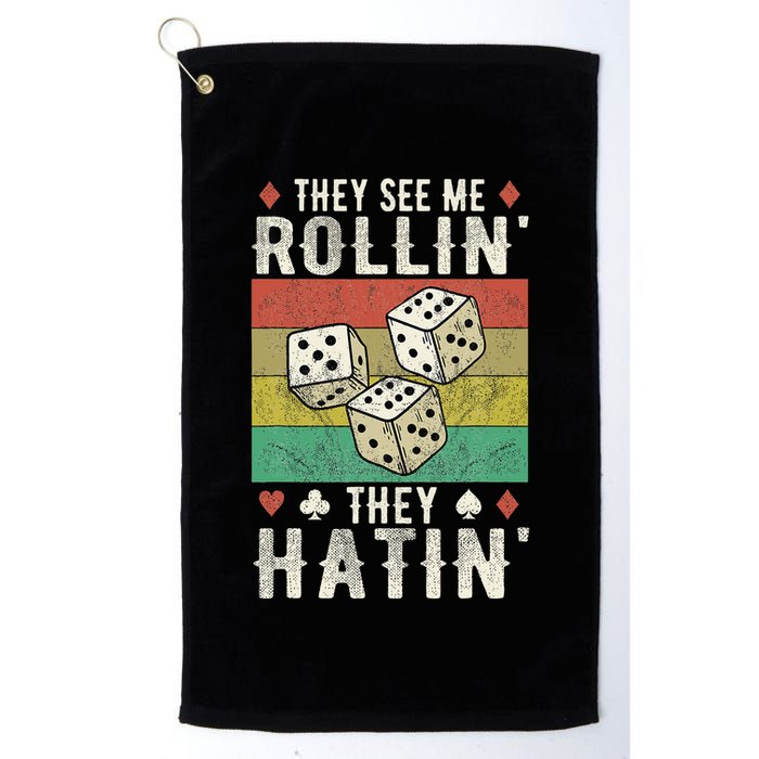 They See Me Rollin They Hatin Vintage Dice Golf Towel