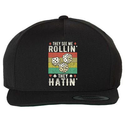 They See Me Rollin They Hatin Vintage Dice Wool Snapback Cap