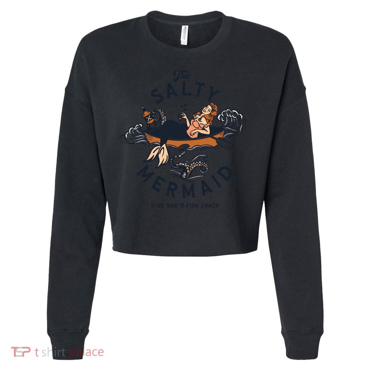 The Salty Mermaid Dive Bar &Amp; Fish Shack Cropped Pullover Crew