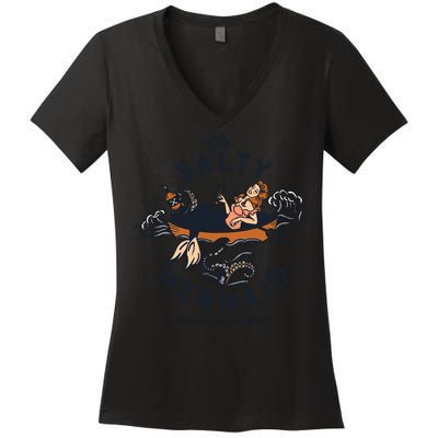 The Salty Mermaid Dive Bar &Amp; Fish Shack Women's V-Neck T-Shirt