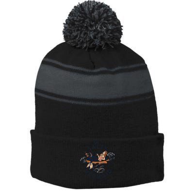The Salty Mermaid Dive Bar &Amp; Fish Shack Stripe Pom Pom Beanie