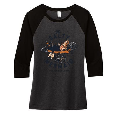 The Salty Mermaid Dive Bar &Amp; Fish Shack Women's Tri-Blend 3/4-Sleeve Raglan Shirt