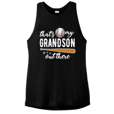 That S My Grandson Out There Gift Wo Baseball Grandma T Ladies PosiCharge Tri-Blend Wicking Tank