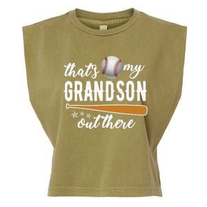 That S My Grandson Out There Gift Wo Baseball Grandma T Garment-Dyed Women's Muscle Tee