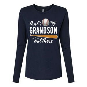 That S My Grandson Out There Gift Wo Baseball Grandma T Womens Cotton Relaxed Long Sleeve T-Shirt