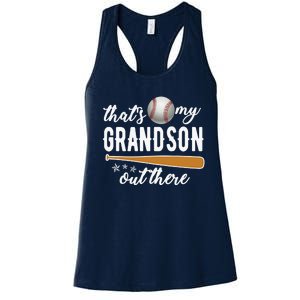 That S My Grandson Out There Gift Wo Baseball Grandma T Women's Racerback Tank