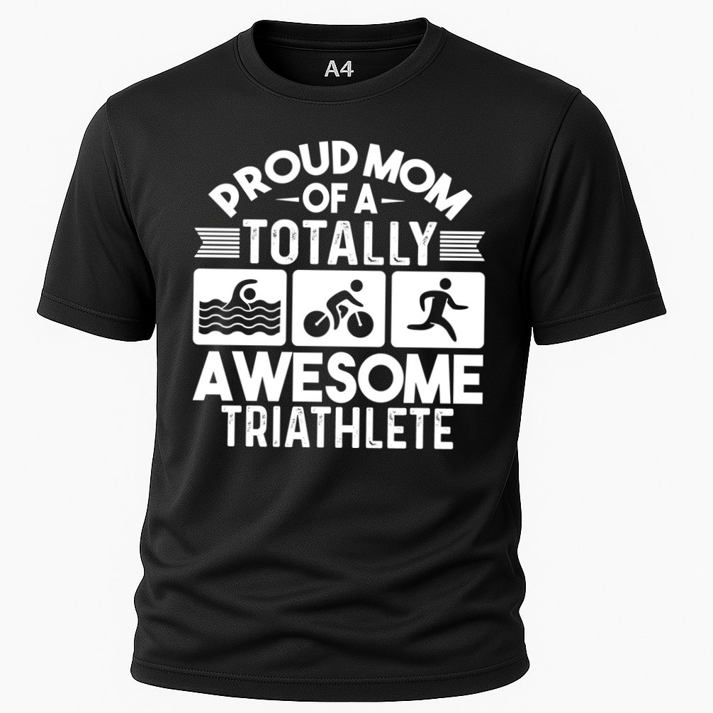 Triathlete Supporter Mom Gift Triathlon Run Swim Bike Cycle Gift Cooling Performance Crew T-Shirt
