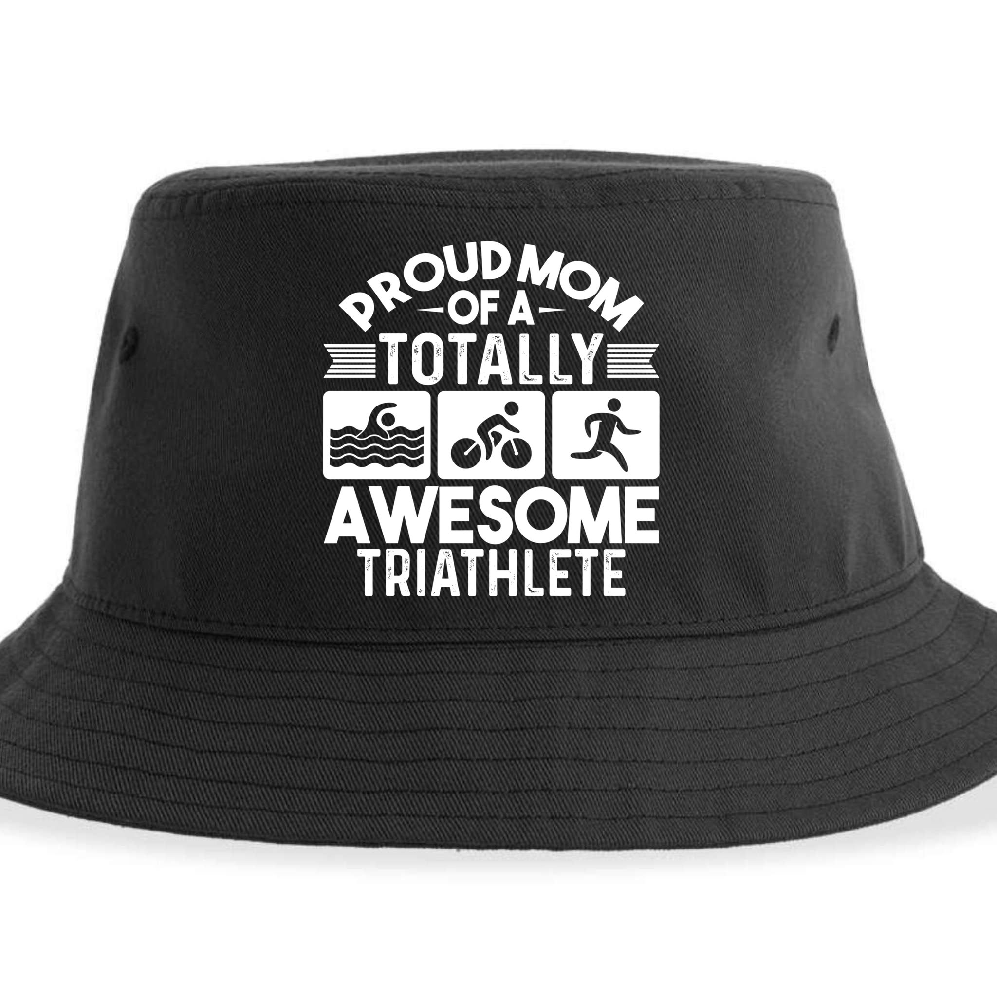 Triathlete Supporter Mom Gift Triathlon Run Swim Bike Cycle Gift Sustainable Bucket Hat