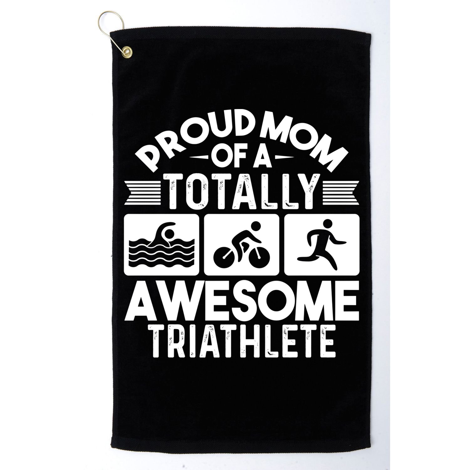 Triathlete Supporter Mom Gift Triathlon Run Swim Bike Cycle Gift Golf Towel