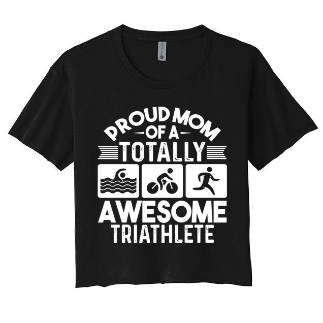 Triathlete Supporter Mom Gift Triathlon Run Swim Bike Cycle Gift Crop Top