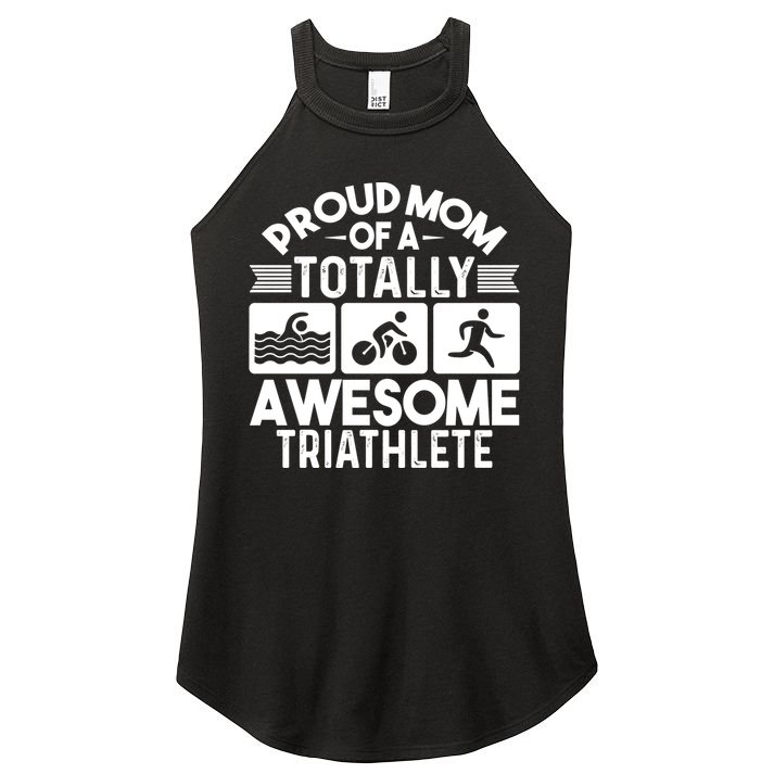 Triathlete Supporter Mom Gift Triathlon Run Swim Bike Cycle Gift Women's Perfect Tri Rocker Tank