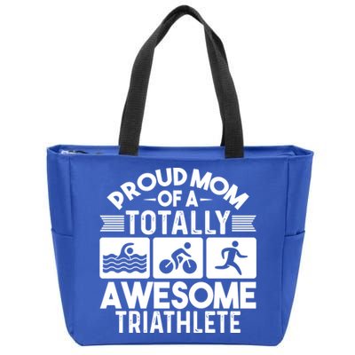Triathlete Supporter Mom Gift Triathlon Run Swim Bike Cycle Gift Zip Tote Bag