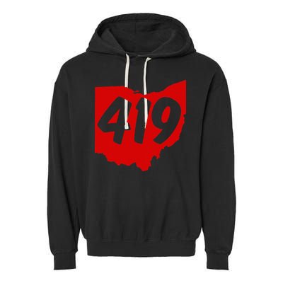 Toledo Sandusky Mansfield 419 Area Code Ohio Garment-Dyed Fleece Hoodie