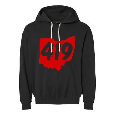 Toledo Sandusky Mansfield 419 Area Code Ohio Garment-Dyed Fleece Hoodie