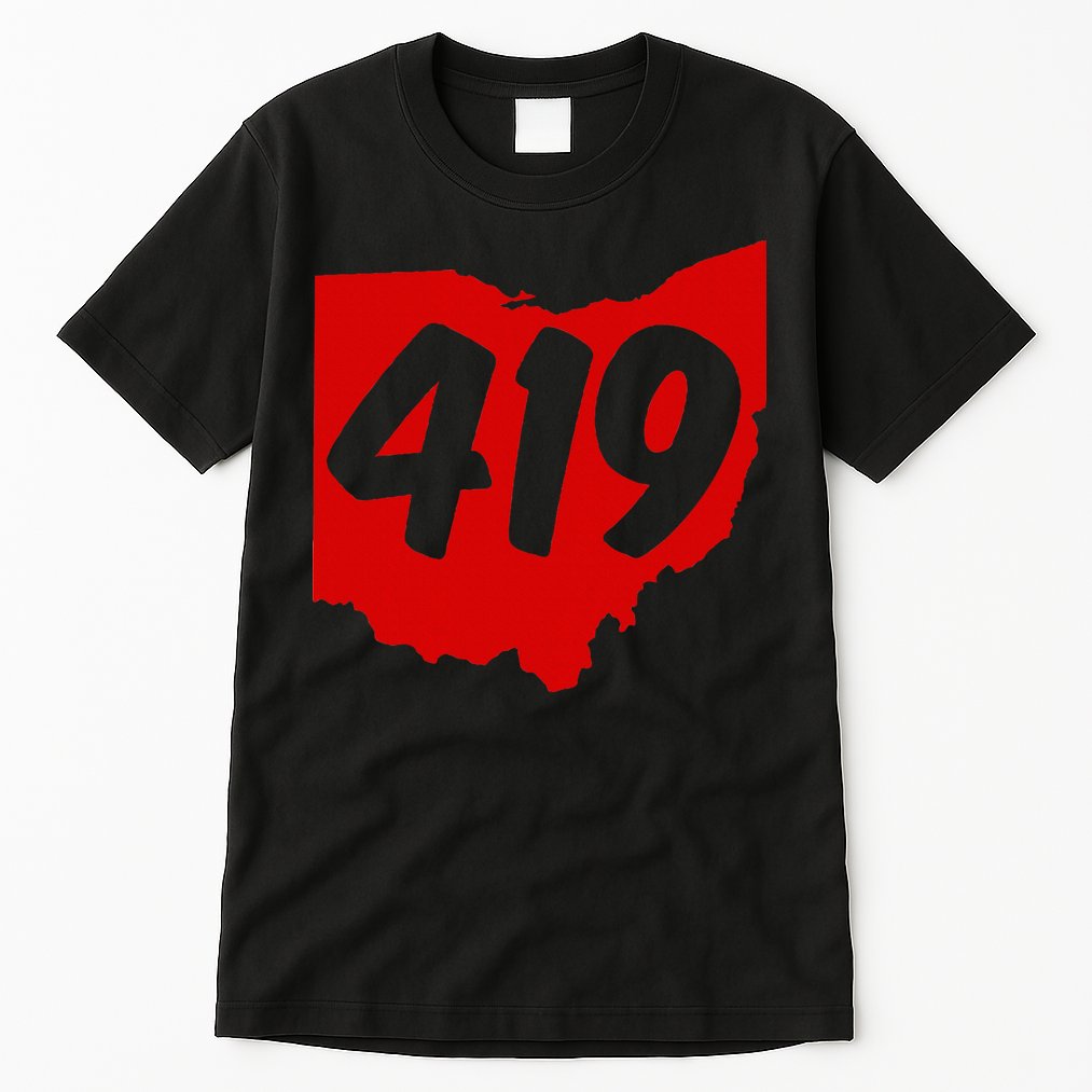 Toledo Sandusky Mansfield 419 Area Code Ohio Tall T-Shirt