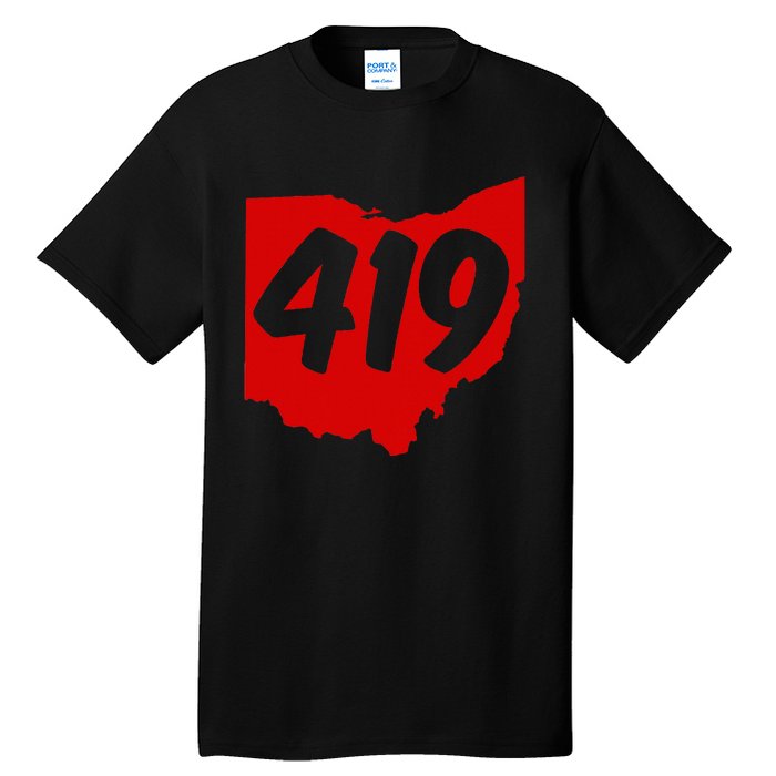 Toledo Sandusky Mansfield 419 Area Code Ohio Tall T-Shirt