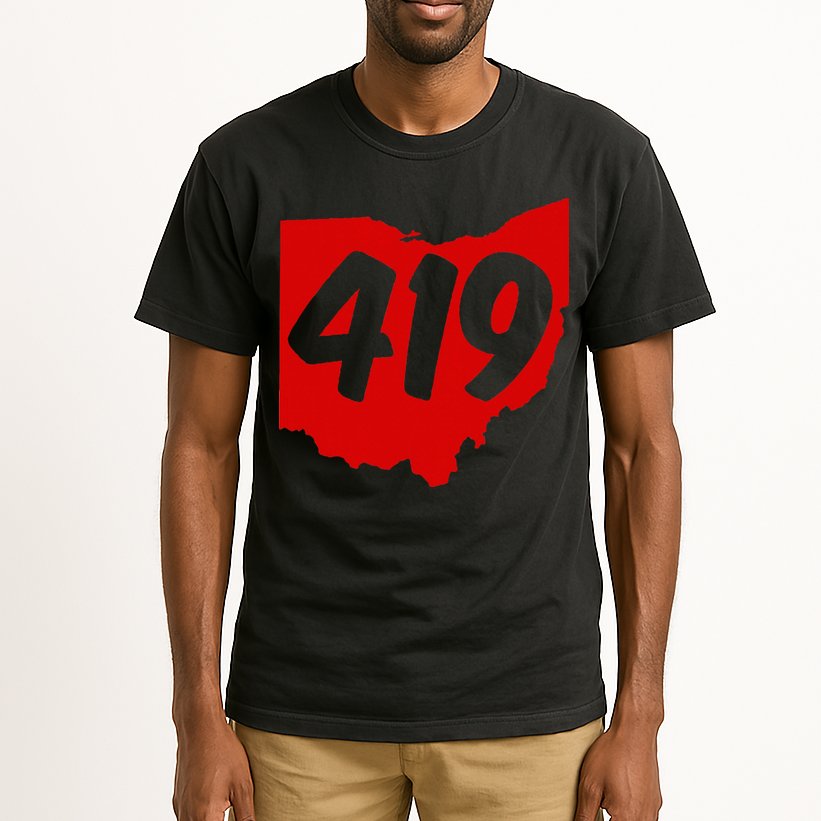Toledo Sandusky Mansfield 419 Area Code Ohio Tall T-Shirt