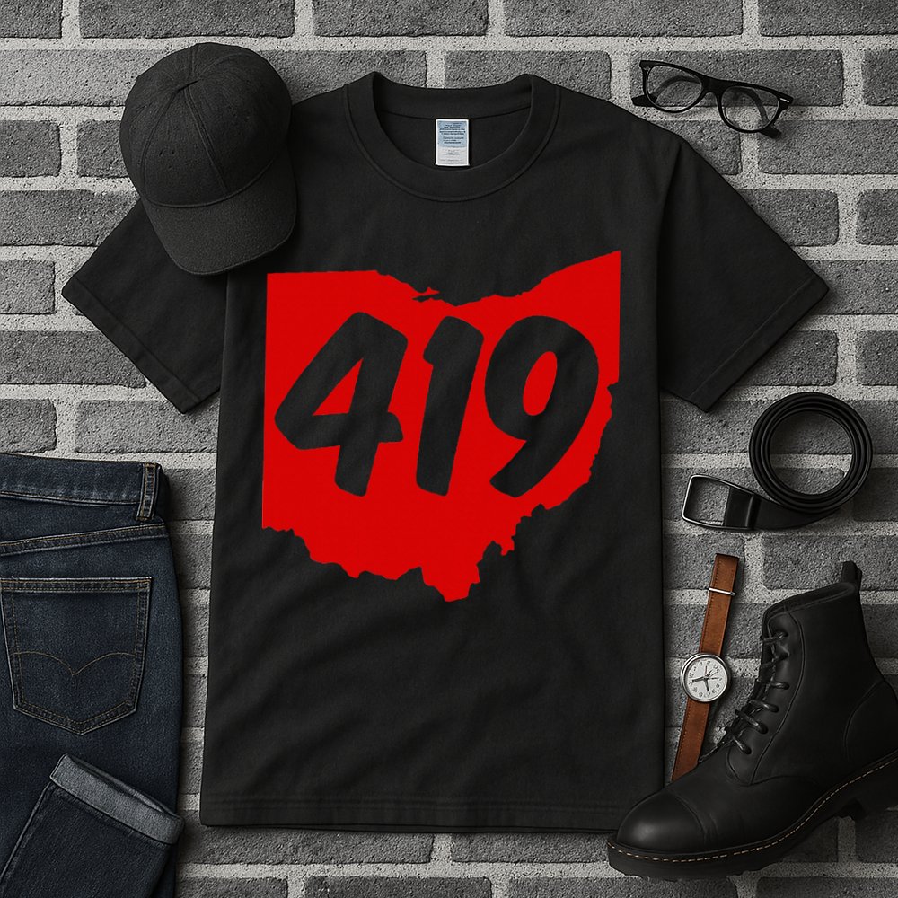 Toledo Sandusky Mansfield 419 Area Code Ohio Tall T-Shirt