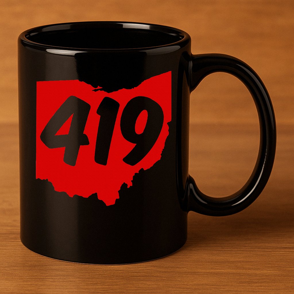 Toledo Sandusky Mansfield 419 Area Code Ohio 11oz C Handle Ceramic Mug