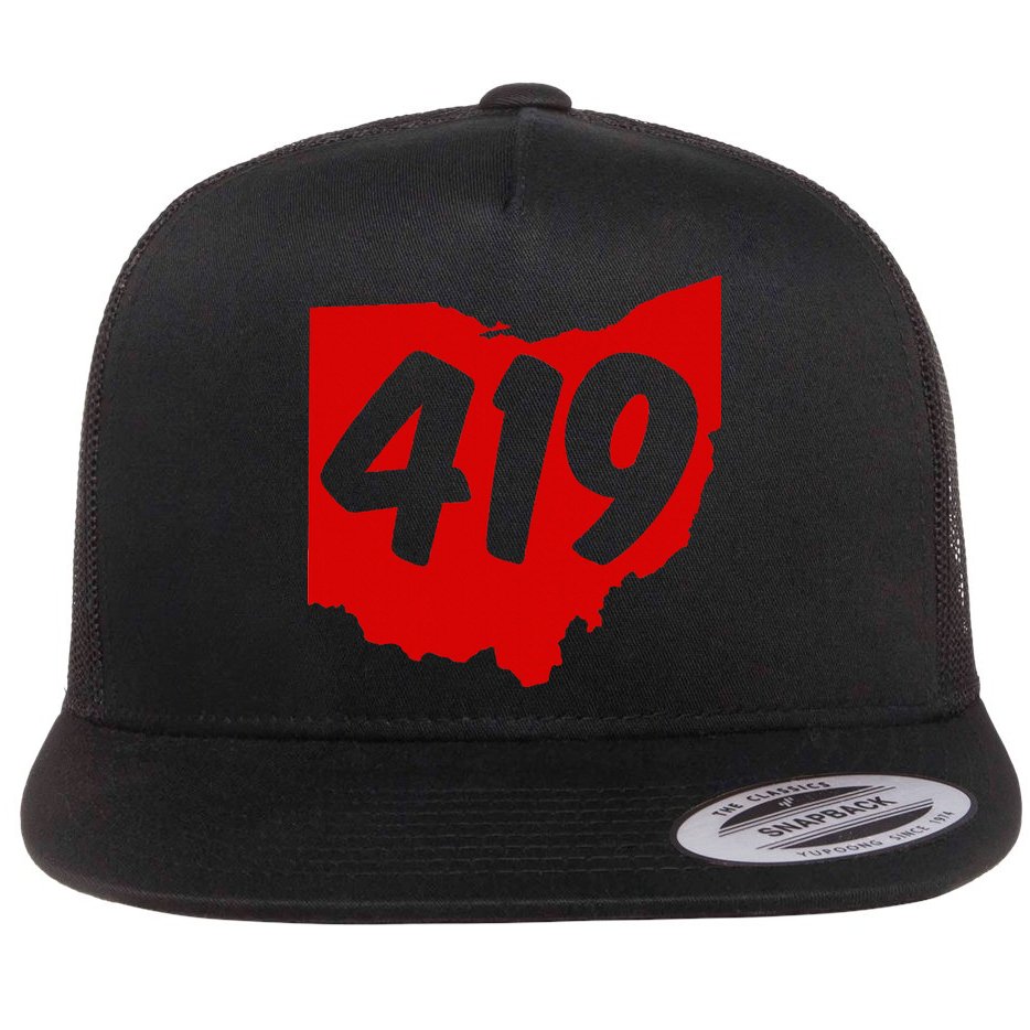 Toledo Sandusky Mansfield 419 Area Code Ohio Flat Bill Trucker Hat