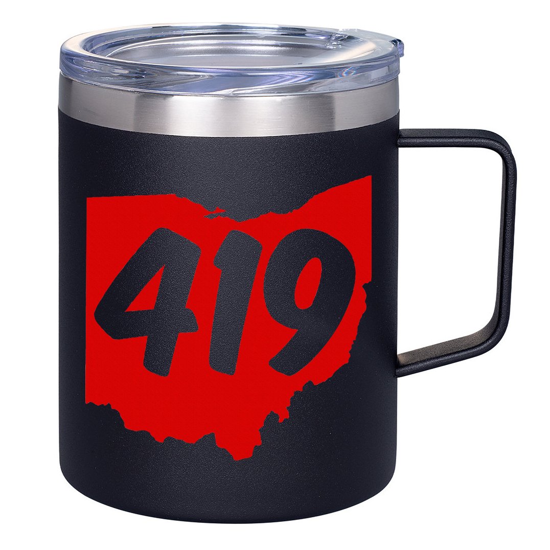 Toledo Sandusky Mansfield 419 Area Code Ohio 12oz Stainless Steel Coffee Mug