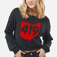 Toledo Sandusky Mansfield 419 Area Code Ohio Cropped Pullover Crew