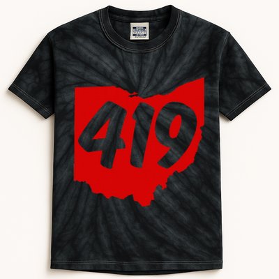 Toledo Sandusky Mansfield 419 Area Code Ohio Kids Tie-Dye T-Shirt