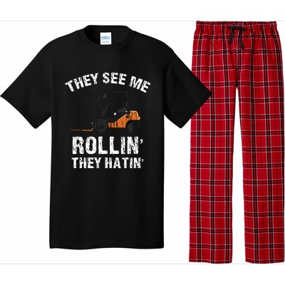 They See Me Rollin They Hatin Funny Forklift Driver Gift Pajama Set