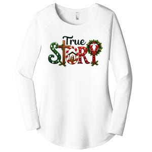 True Story Nativity Scene Christmas Jesus Christian Gifts Women's Perfect Tri Tunic Long Sleeve Shirt