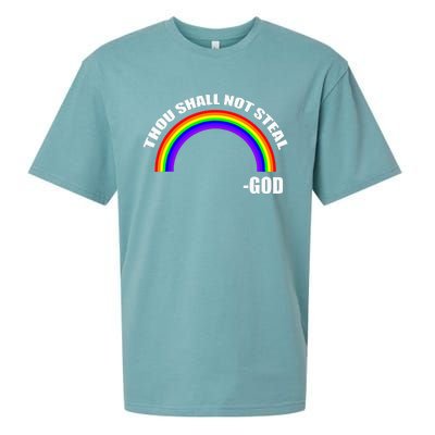 Thou Shall Not Steal Gods Rainbow Sueded Cloud Jersey T-Shirt