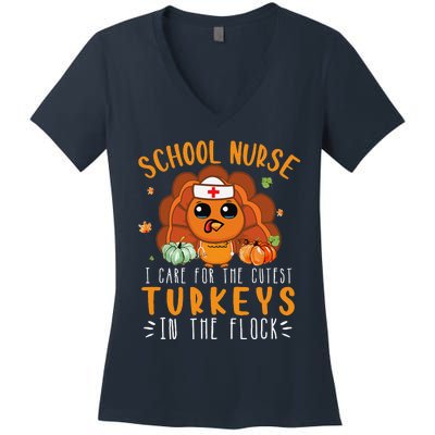 Tu School Nurse Thanksgiving Turkey Lover Costume Fall Women's V-Neck T-Shirt