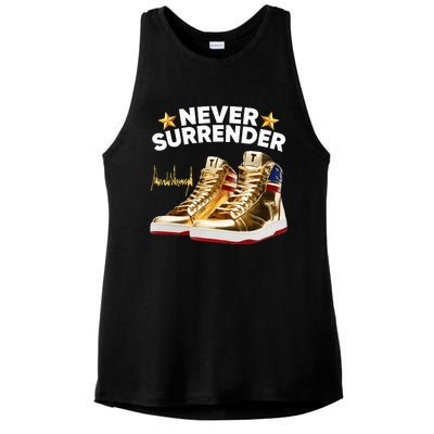 Trump Sneakers Never Surrender Ladies PosiCharge Tri-Blend Wicking Tank